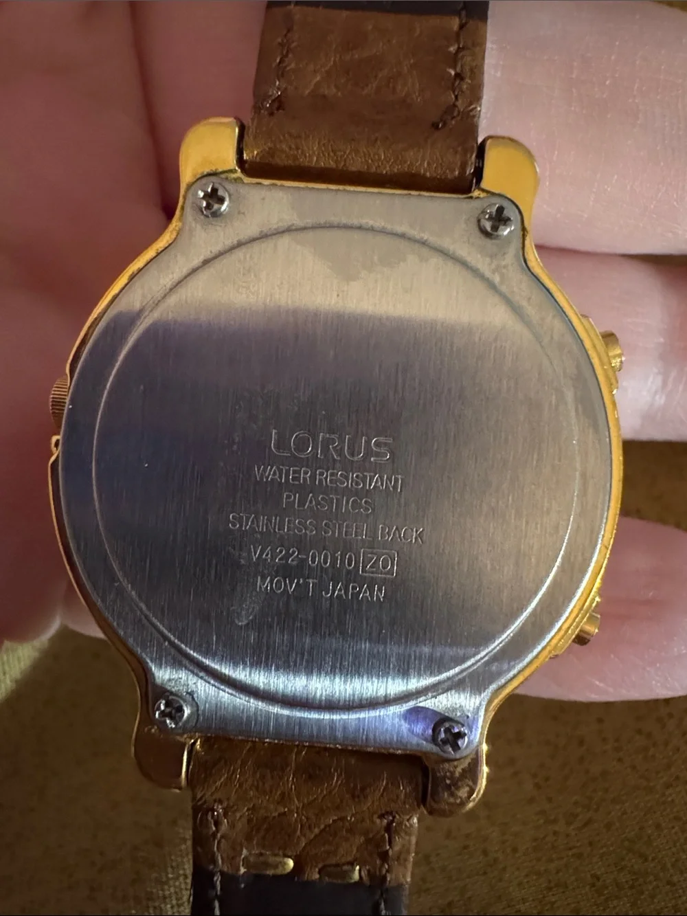 Needs batteries: Disney Lorus Gold-Tone Mickey Mouse Watch with Brown Strap